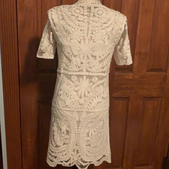 NWT Crochet Cream Dress with slip underneath. Size small - Picture 3 of 4